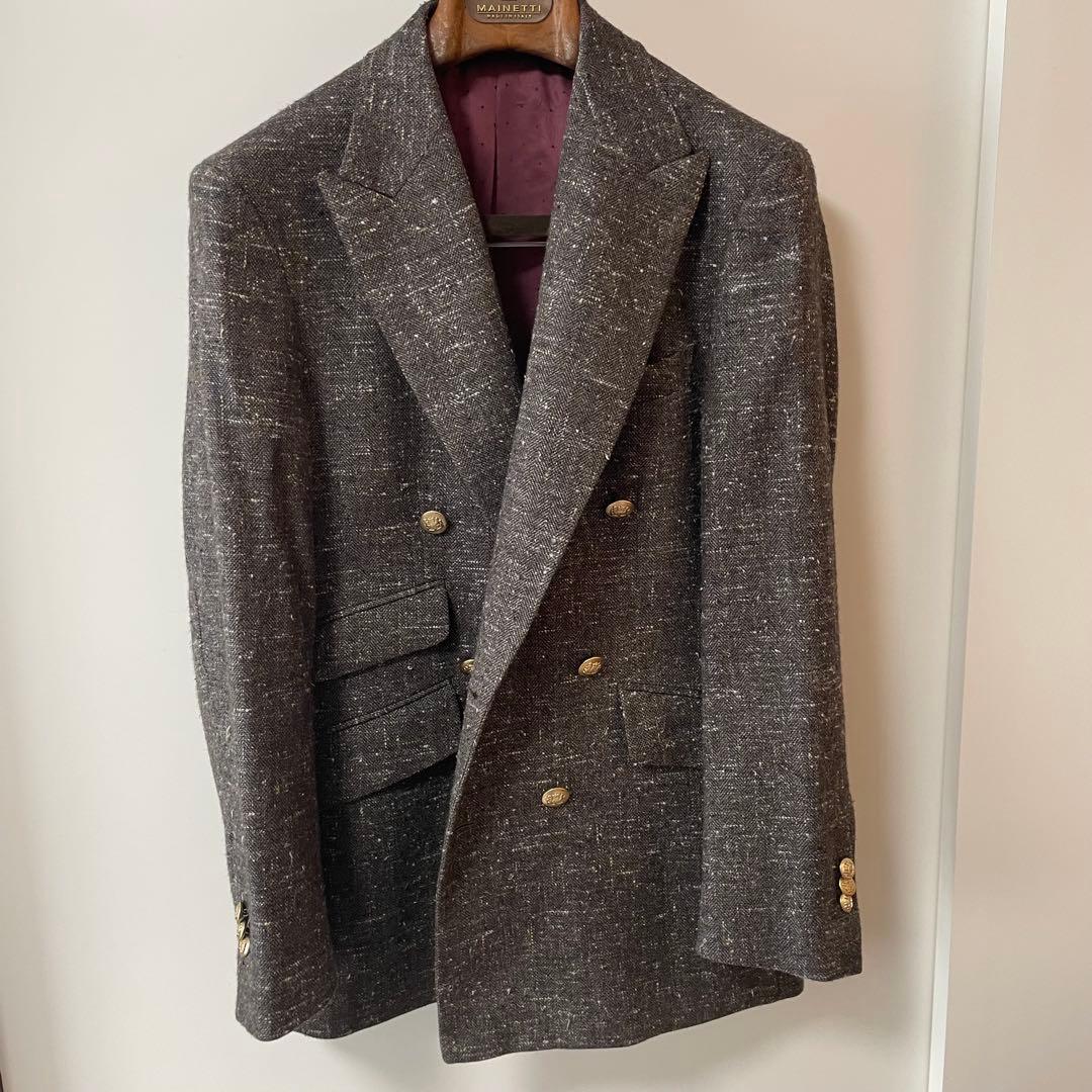 【極美品】E.THOMAS生地　ダブルジャケット(オーダー)