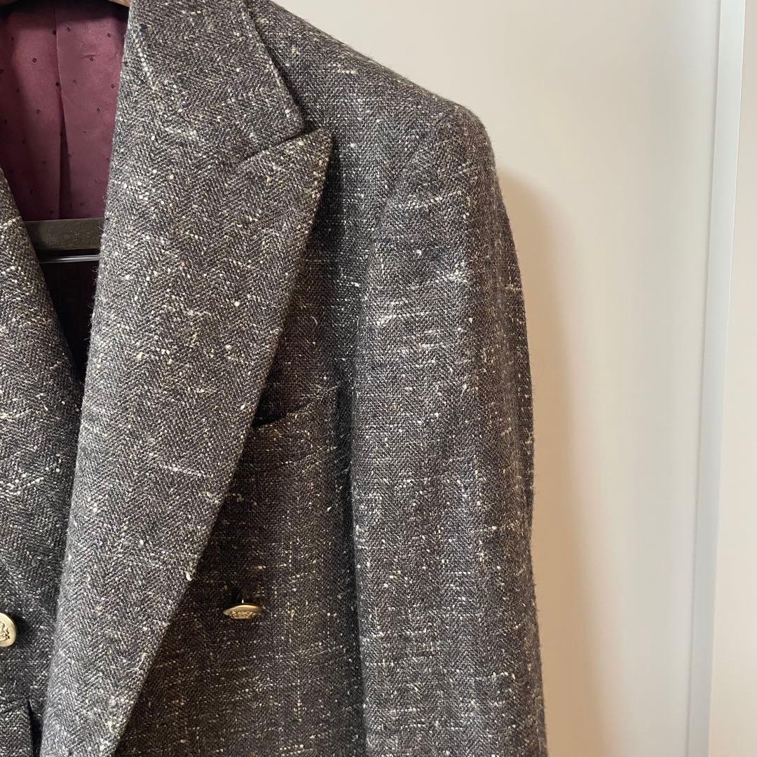 【極美品】E.THOMAS生地　ダブルジャケット(オーダー)