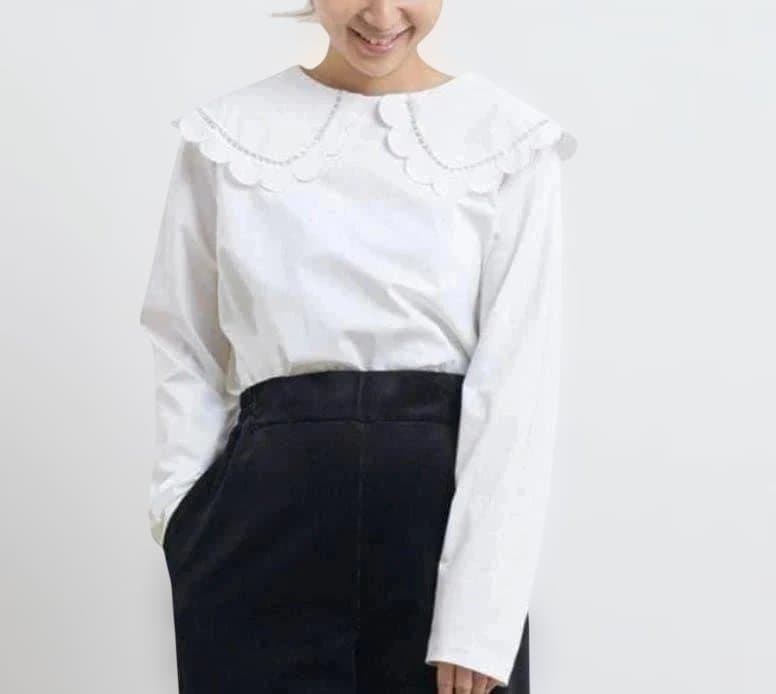 yori ヨリ スカラップカラー ロンTee