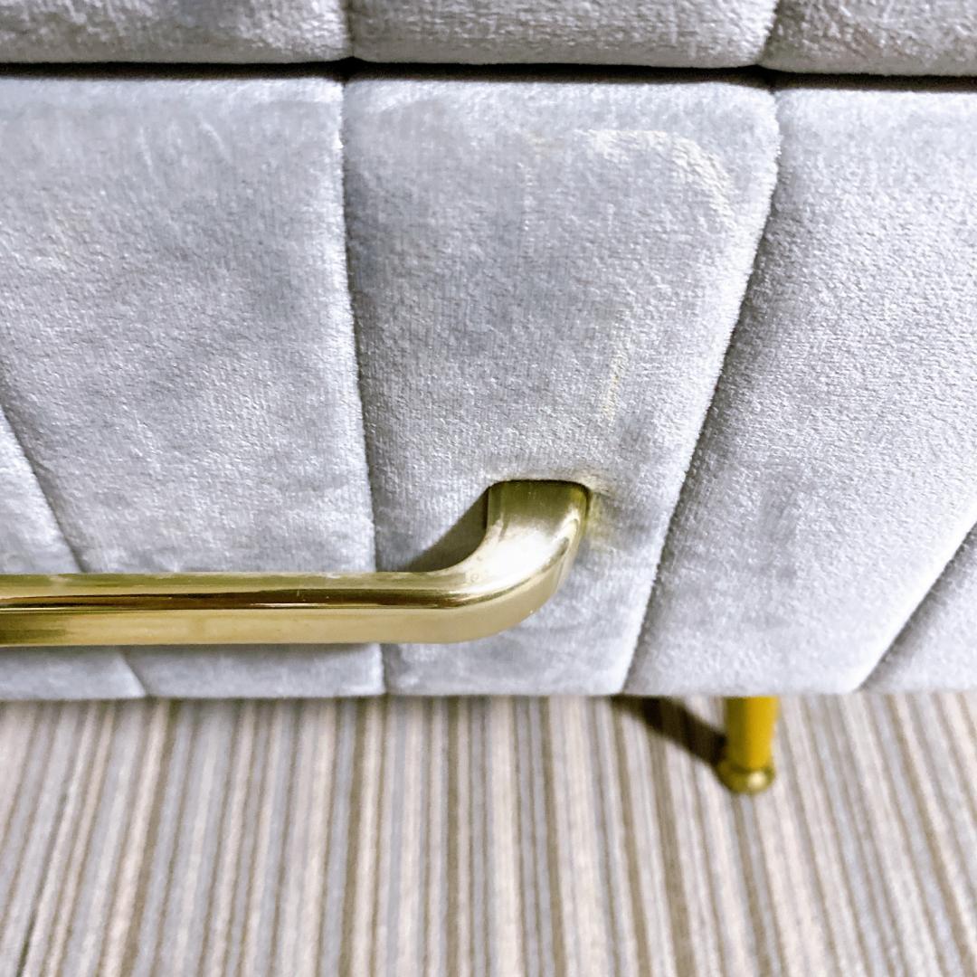 大理石風ドレッサー 欧風 ベロア コンパクト ドレッサー スツール付 グレー