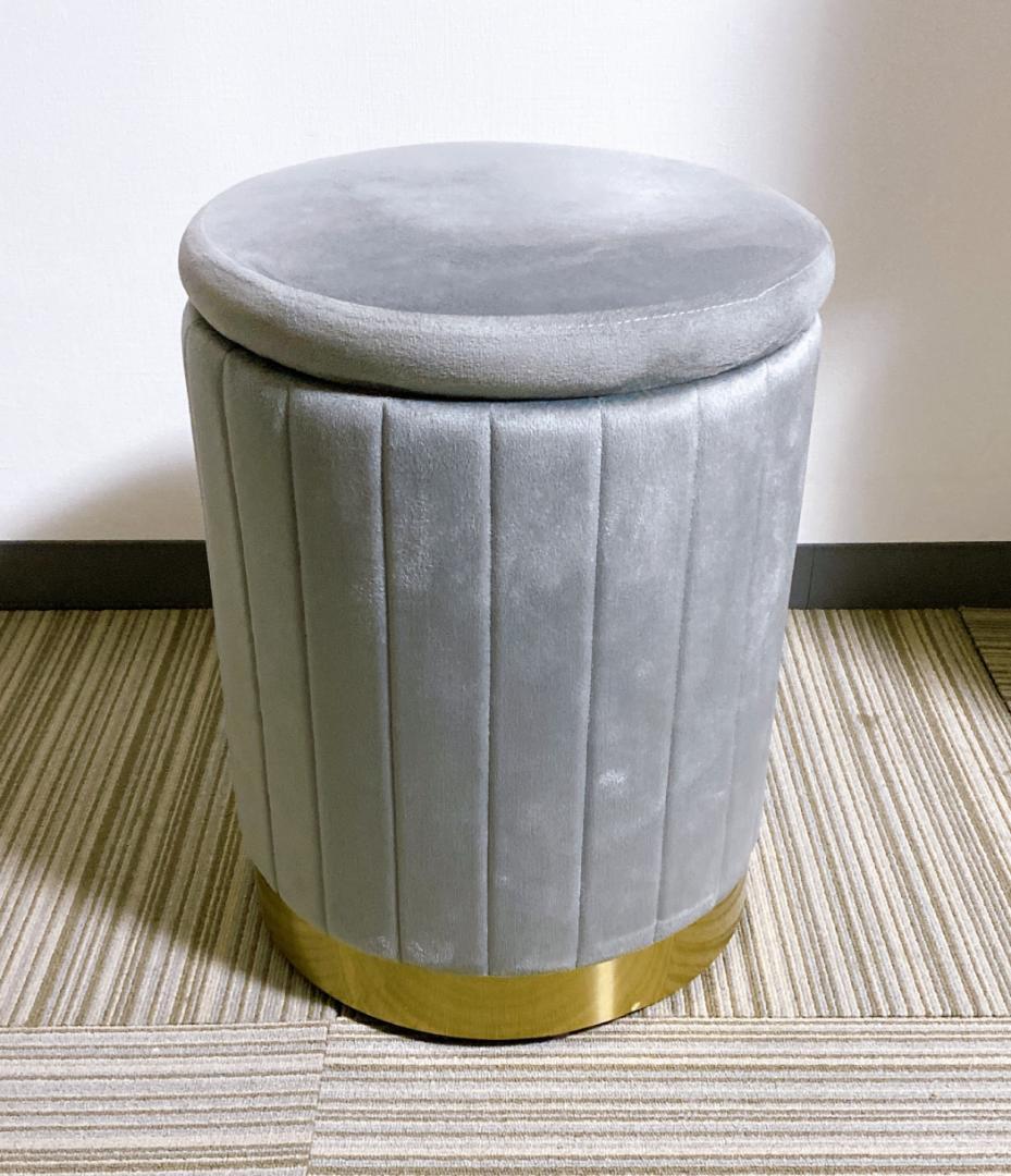 大理石風ドレッサー 欧風 ベロア コンパクト ドレッサー スツール付 グレー