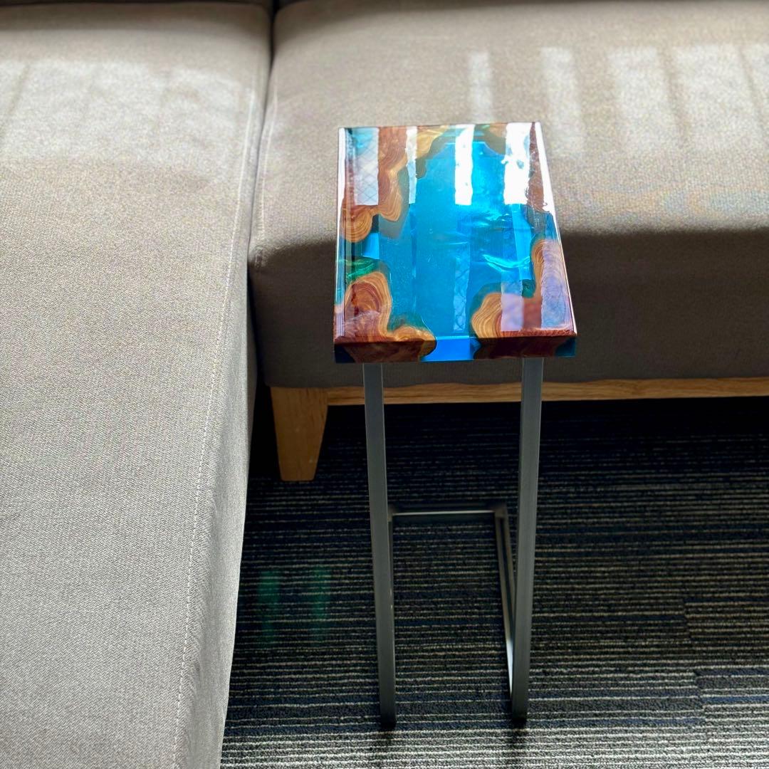 サイドテーブル アイアン 無垢 木製 おしゃれ アンティーク コの字 ミニ 伊吹