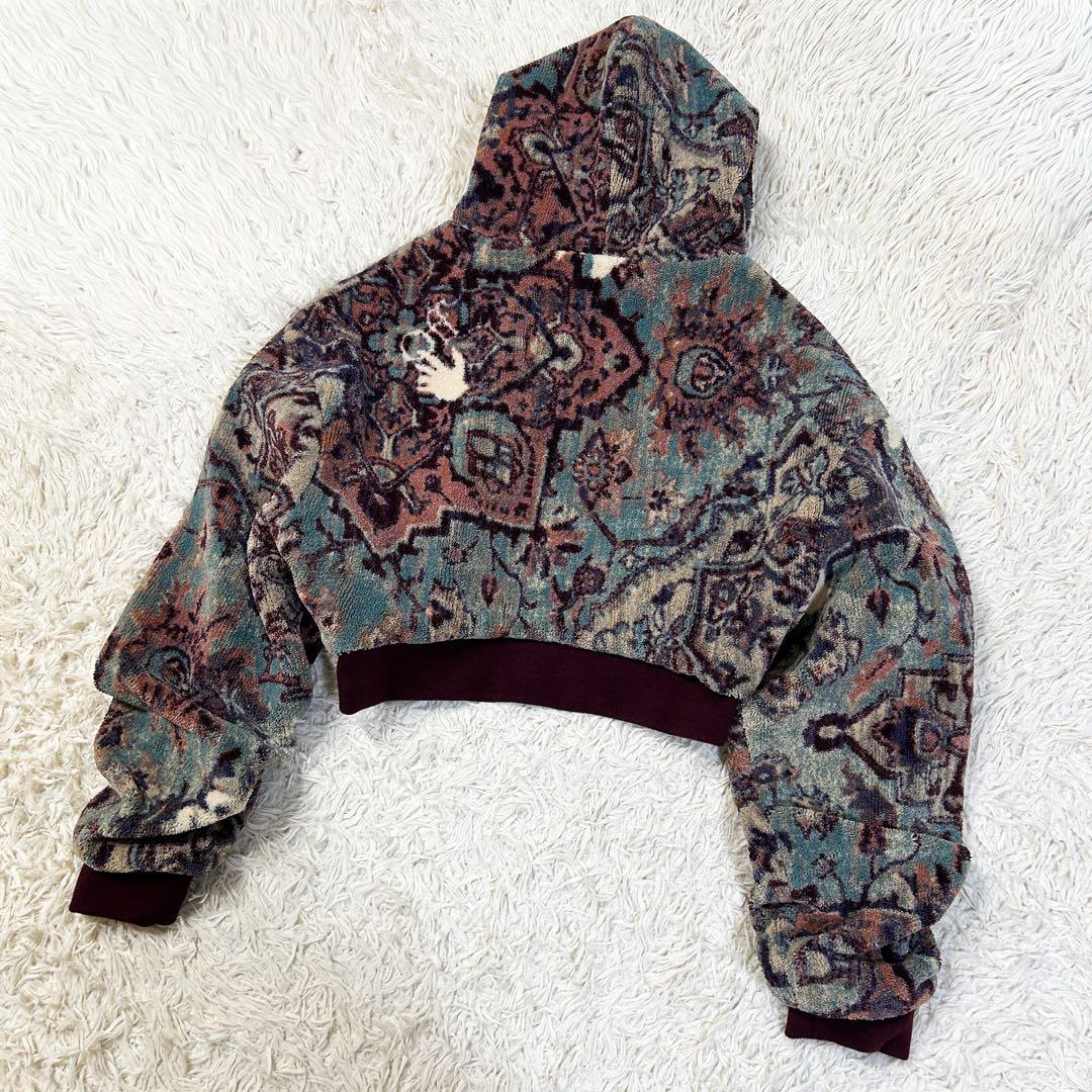 超美品✨ OFFWHITE 総柄 クロップドパーカー 40 グリーン