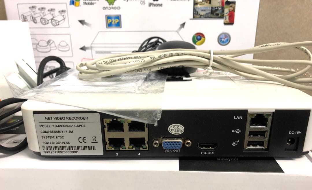 POE 防犯カメラ3台 と録画機 NVR セット 2TB HDD付