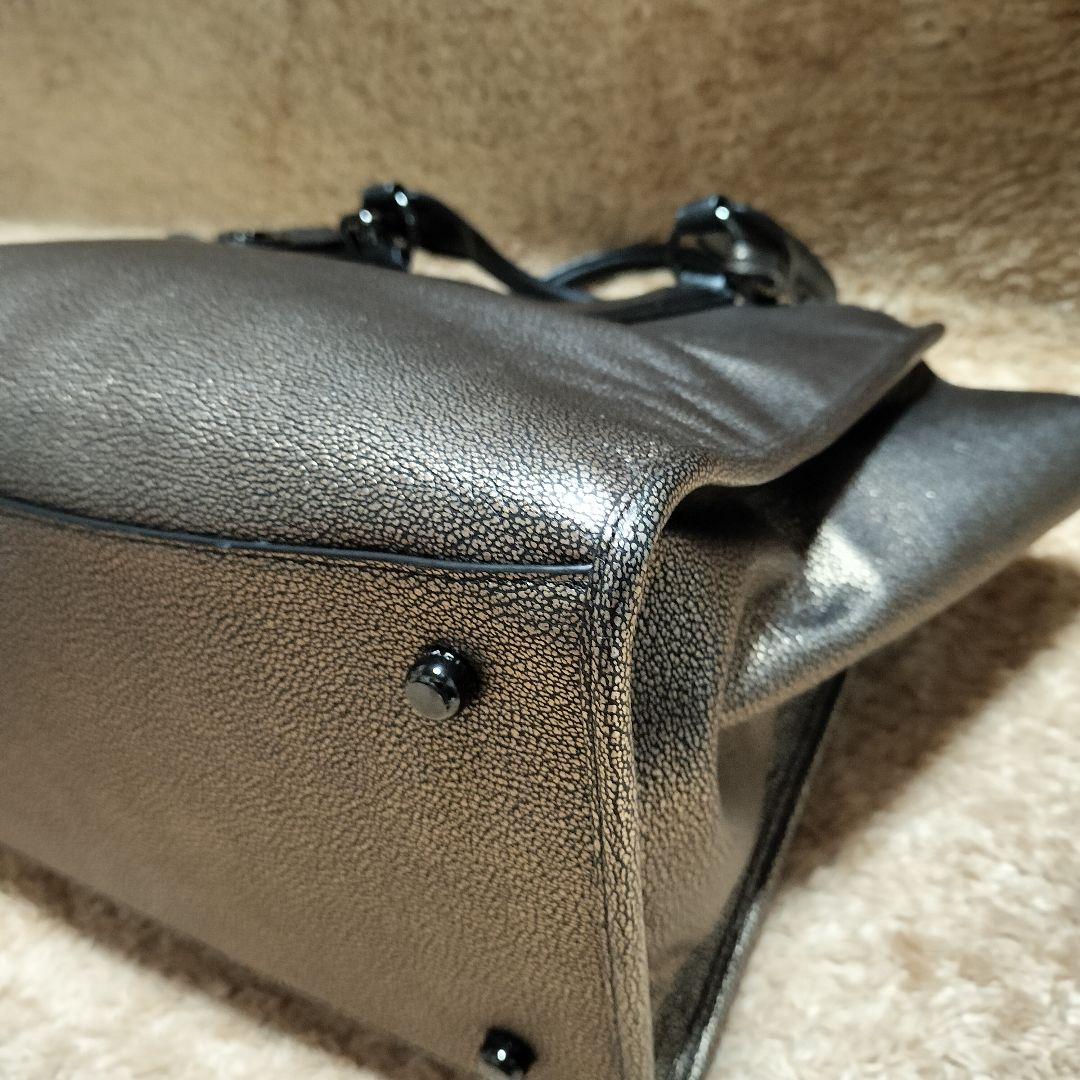【美品】COACH コーチ ハンドバッグ ショルダー メタリックゴールド