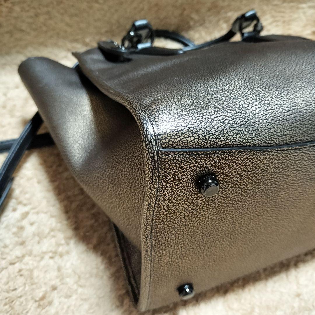 【美品】COACH コーチ ハンドバッグ ショルダー メタリックゴールド