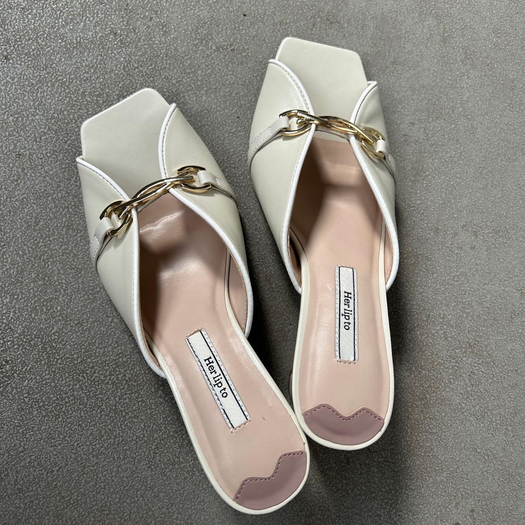 【keさん専用】Her lip to ホワイト スクエアトゥミュール 38