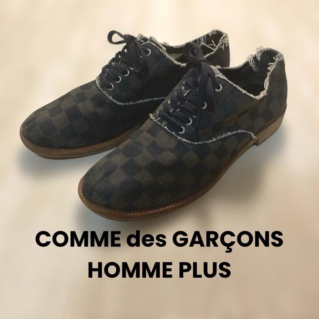 CDG HOMME PLUS チェッカー柄キャンバスシューズ