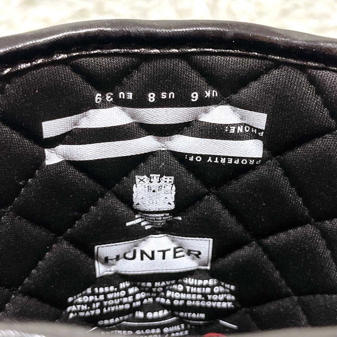 未使用級✨ハンター リファインドグロスキルトトールレインブーツ ブラック25cm
