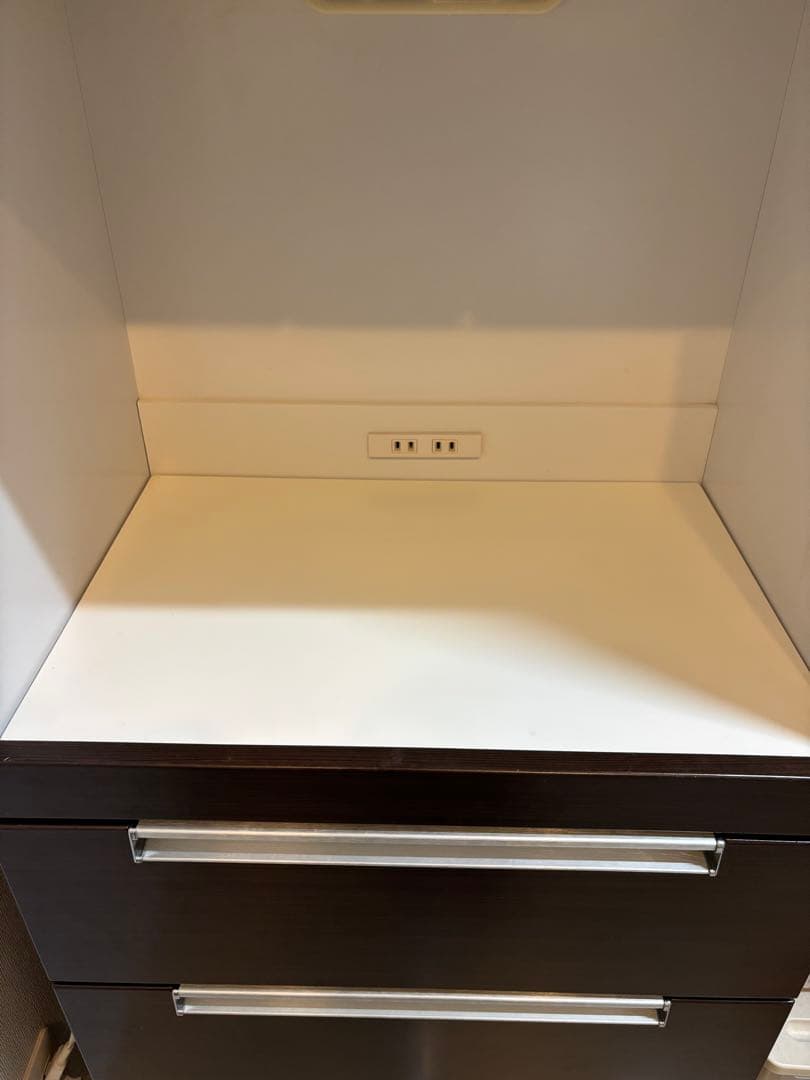 ダークブラウン 食器棚 3段引き出し 一人暮らし, キッチン収納　幅60cm