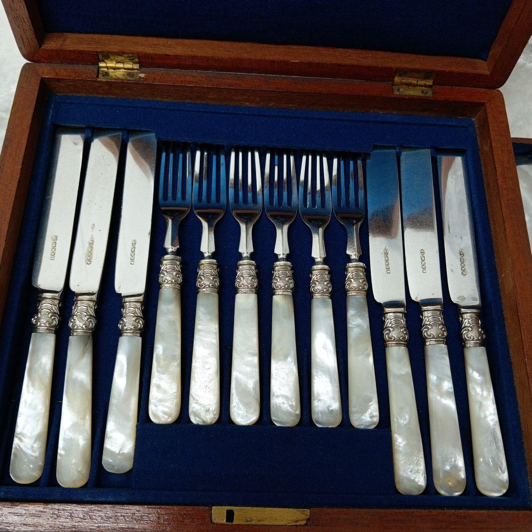 英国 白蝶貝 カトラリーセット ナイフ フォーク 24本 マザーオブパール