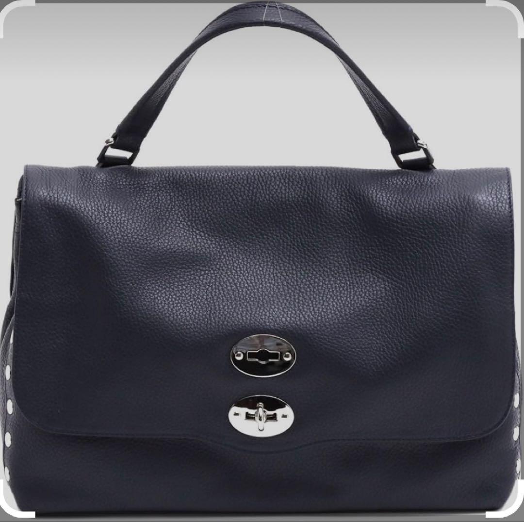 ザネラート　ポスティーナ　M ネイビー　スタッズ　レザー　紺　定番