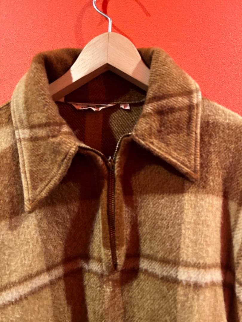 ビンテージ　70s Woolrich ハーフジップ　ジャケット　シャツ　チェック