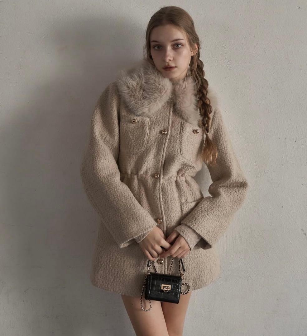 YILON FUR COLLAR CLASSICAL COAT ベージュ