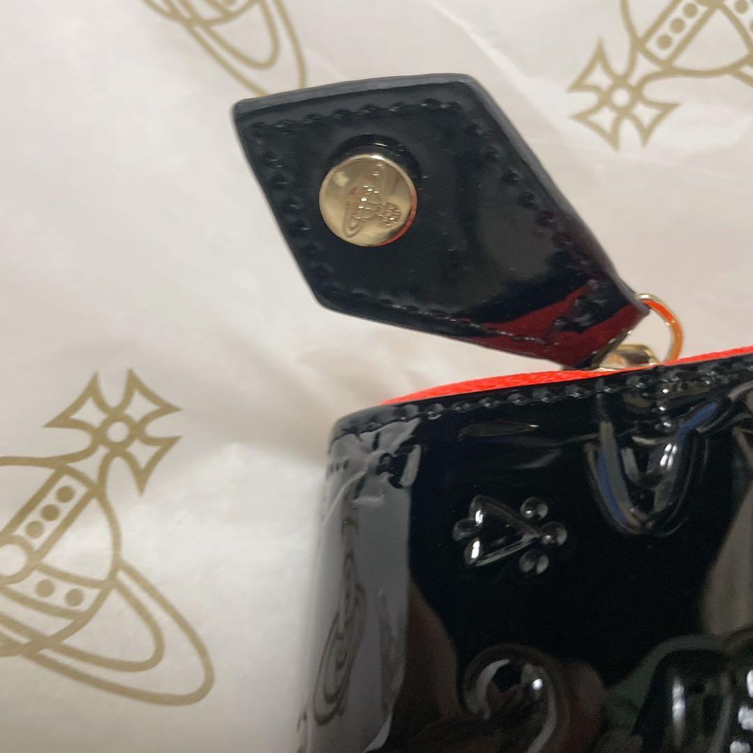 Vivienne Westwood エナメル長財布 黒/オレンジ