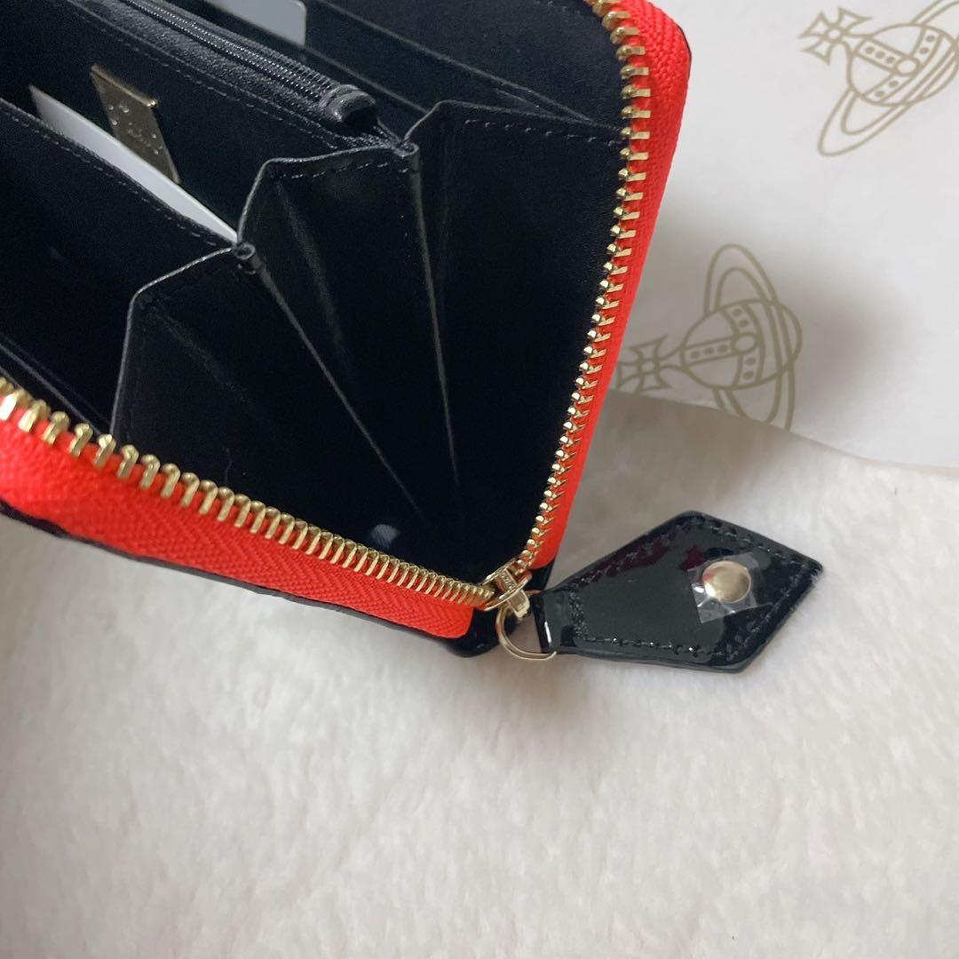 Vivienne Westwood エナメル長財布 黒/オレンジ