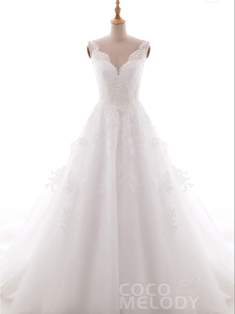 【美品】COCOMELODY ウェディングドレス Aライン Vネック 9号