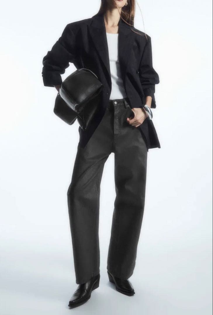 【未使用品】COS/オーバーサイズストライプダブルジャケット/ネイビー