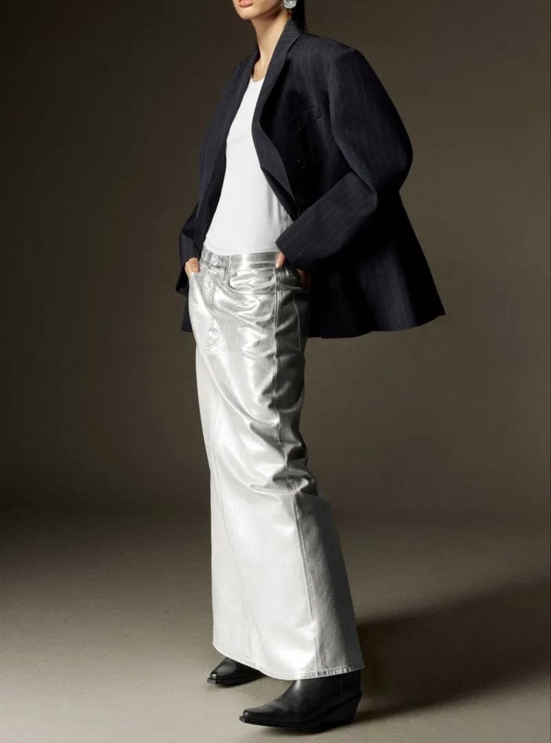 【未使用品】COS/オーバーサイズストライプダブルジャケット/ネイビー