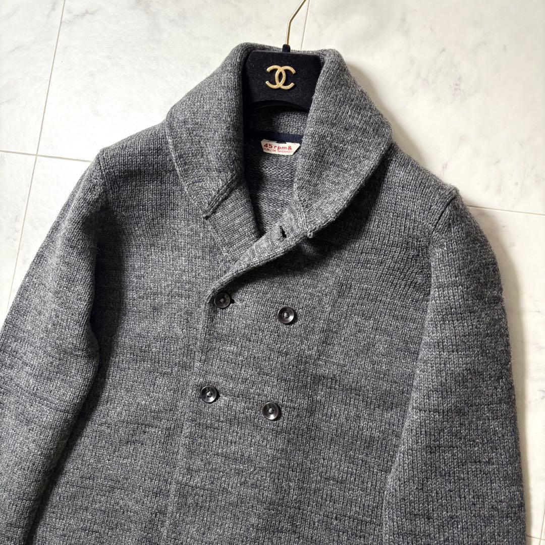 45rpm ウール ニット ダブル ジャケット カーディガン 3 グレー