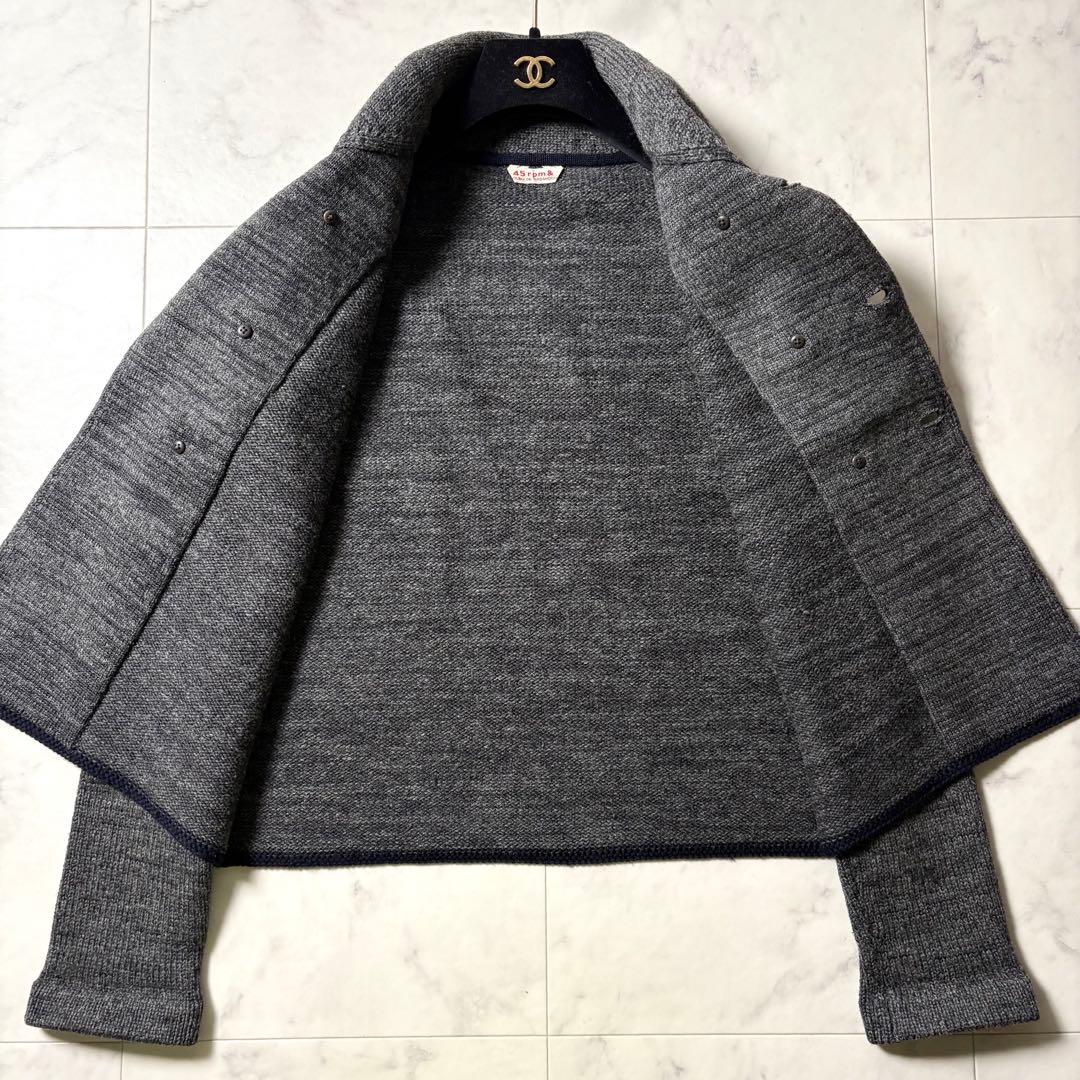 45rpm ウール ニット ダブル ジャケット カーディガン 3 グレー