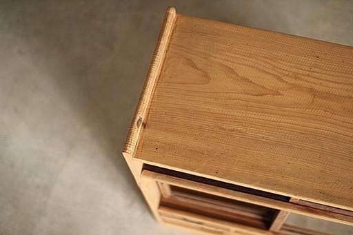 古い小ぶりな木枠のガラス戸棚×小引き出し5杯　食器棚　古家具　古民家