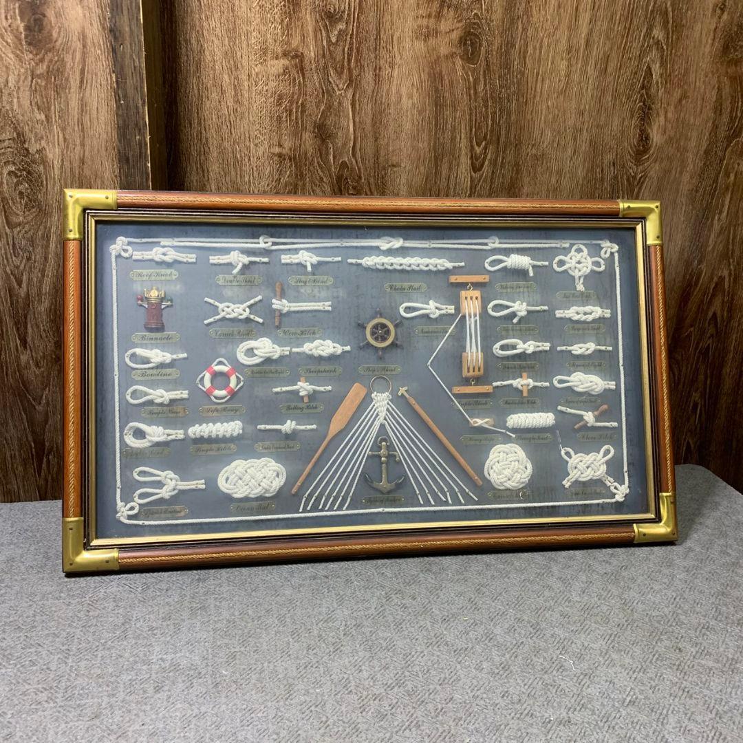 J592 ヨット ロープワーク レリーフ ロープノット額 ロープ結び インテリア