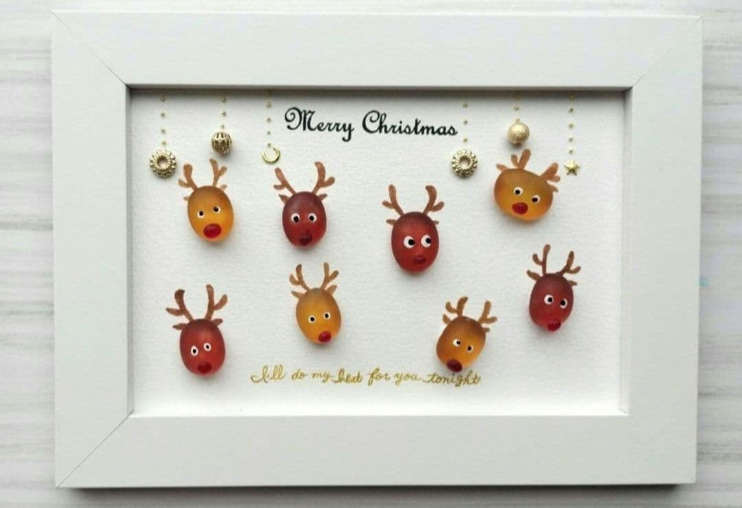 ゆきんこ様シーグラスアート7点　ブーツいちごバレンタイントナカイツリー⑥、⑦秋