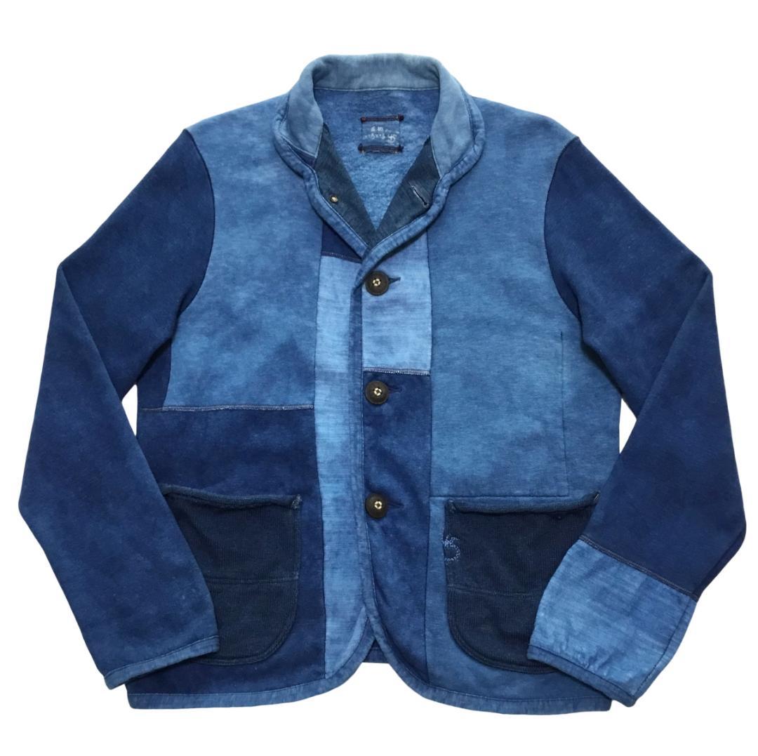 45R 藍職人 いろいろ ムラ染めパッチワーク カバーオール サイズ2