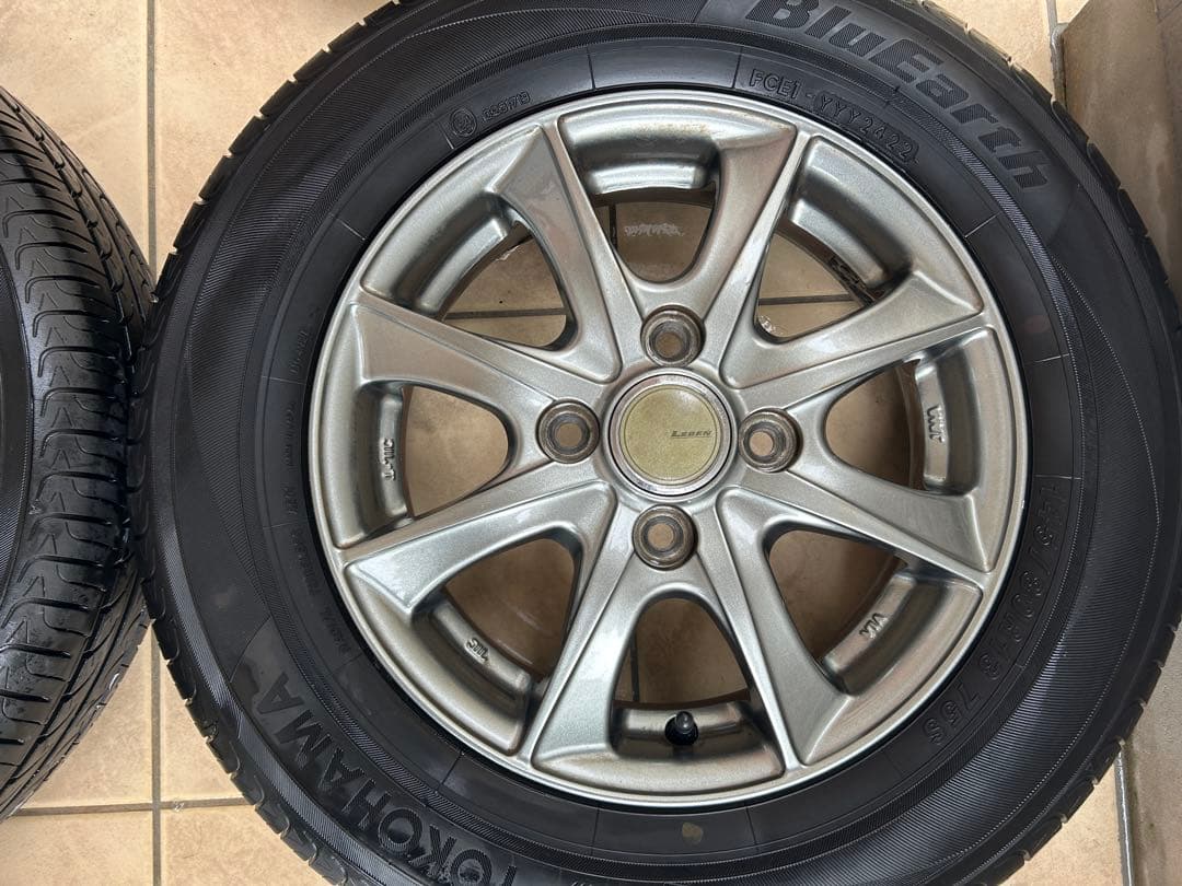 専用品①145/80R13 社外アルミホイール国産バリ山タイヤ4本セット