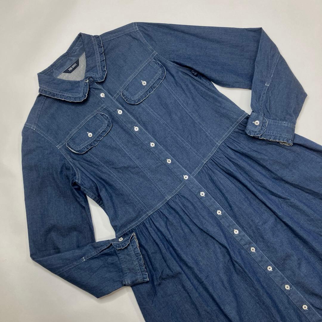 ピンクハウス ピコフリル使い ソフトデニムワンピース