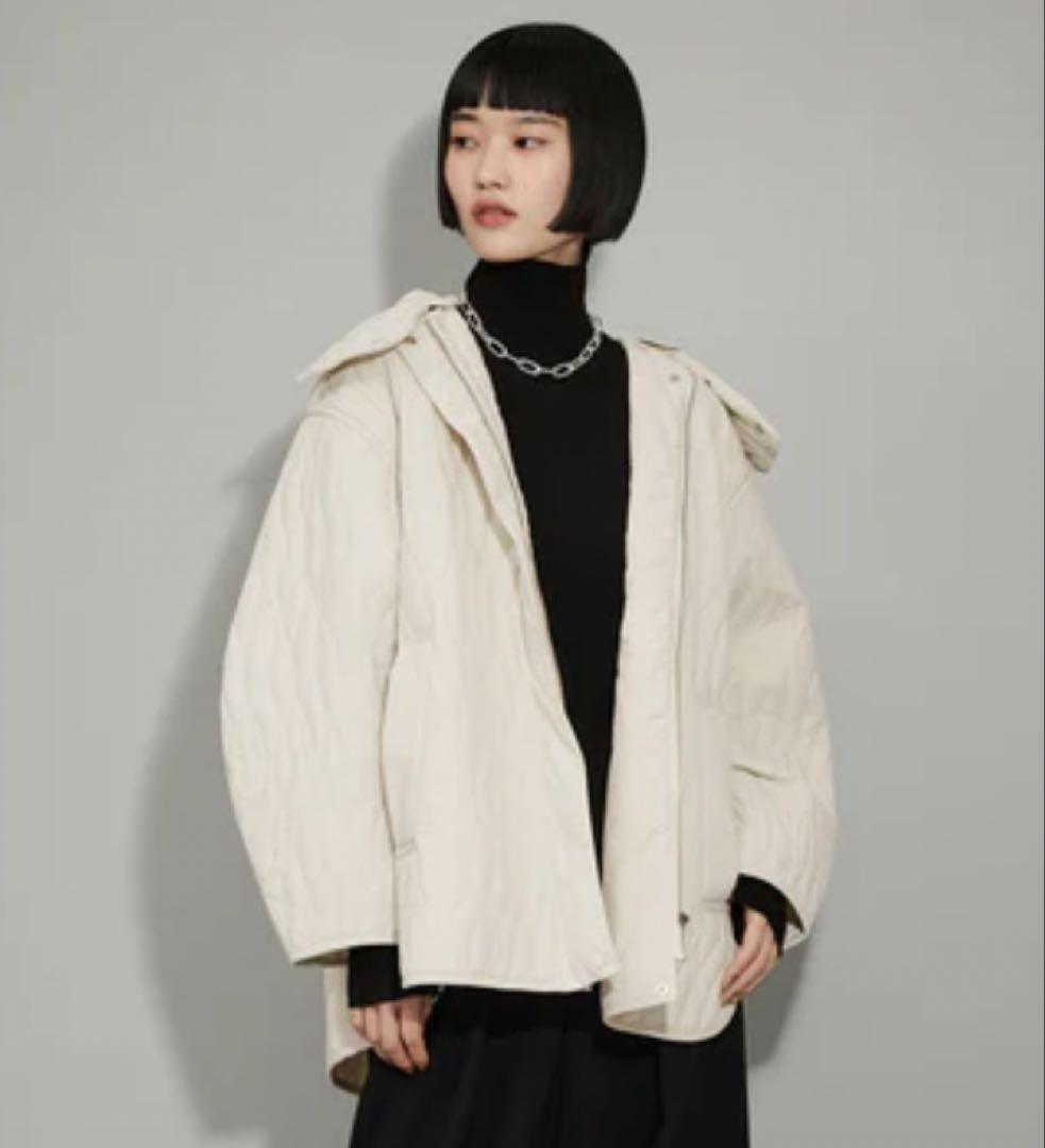 アダムエロペ　フーディキルティングブルゾン　ホワイト　3way 春アウター