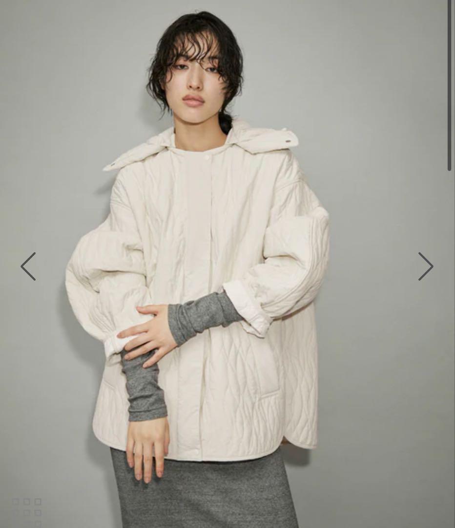 アダムエロペ　フーディキルティングブルゾン　ホワイト　3way 春アウター