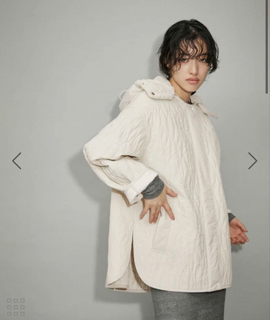 アダムエロペ　フーディキルティングブルゾン　ホワイト　3way 春アウター