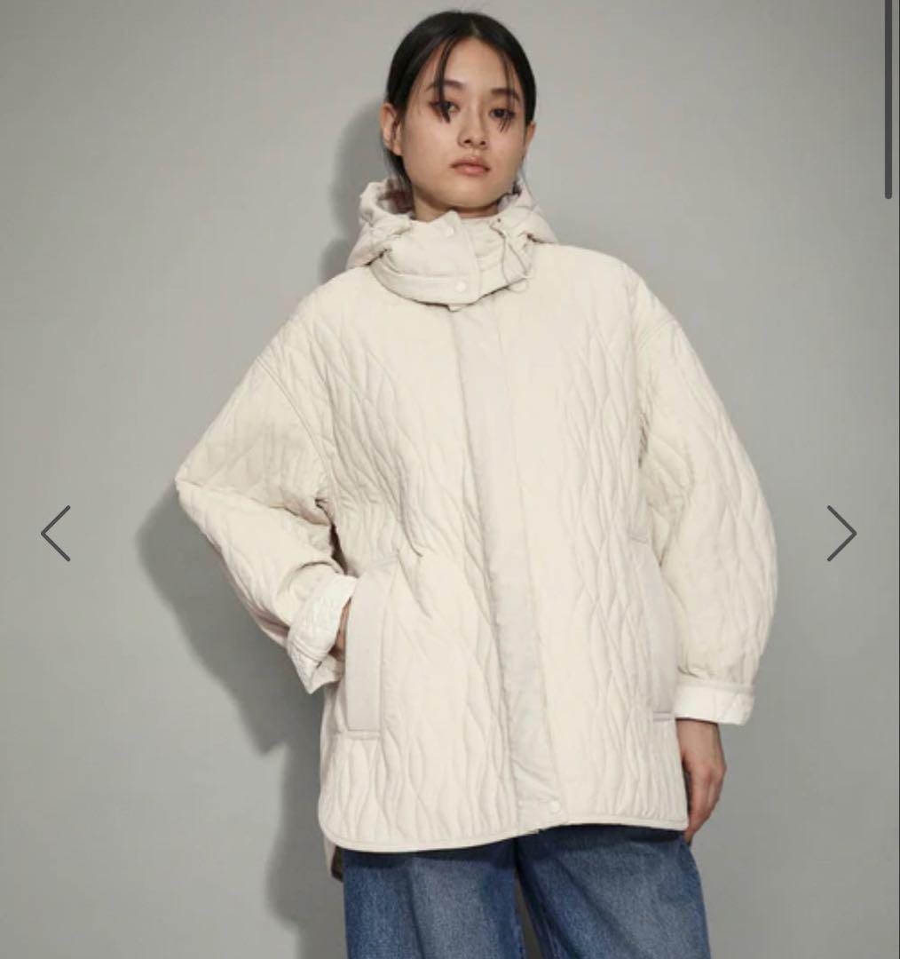 アダムエロペ　フーディキルティングブルゾン　ホワイト　3way 春アウター