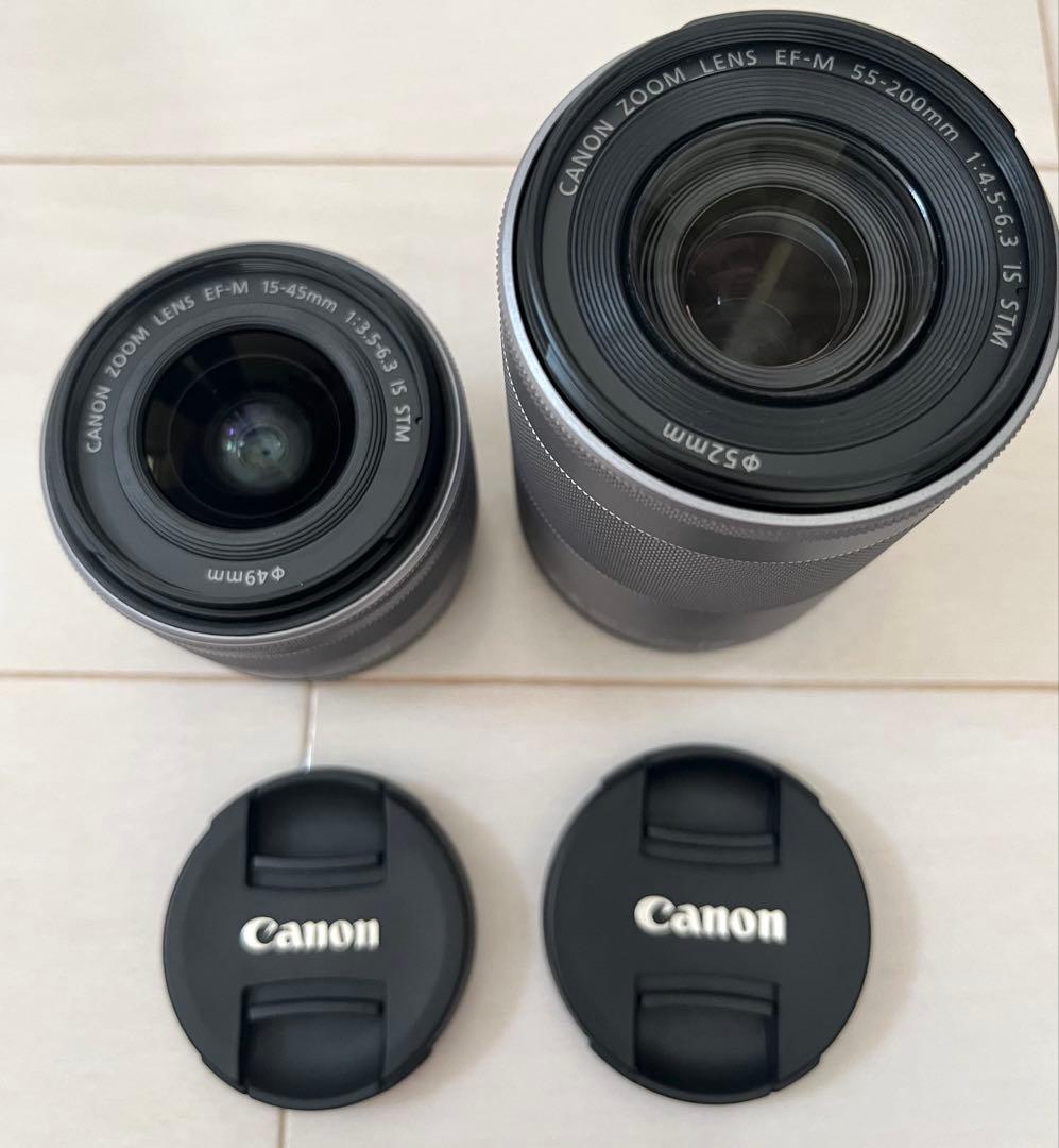 【美品】Canon キヤノン　EOS Kiss M ホワイト ダブルズームキット