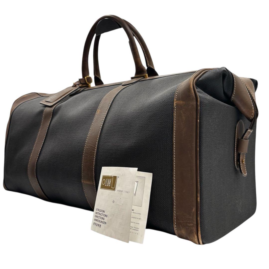 【ヴィンテージ】ダンヒル　ボストンバッグ　トラベル　PVCレザー　グレー　大容量