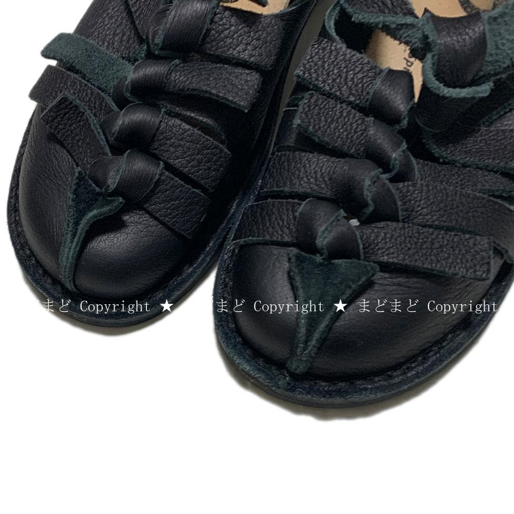 トリッペン Tornado レザー リボン レースアップ シューズ 36 黒