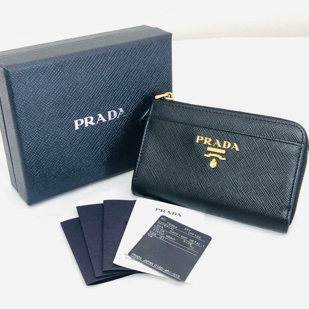 未使用に近い 極美品 PRADA プラダ サフィアーノ レザー ケース 黒