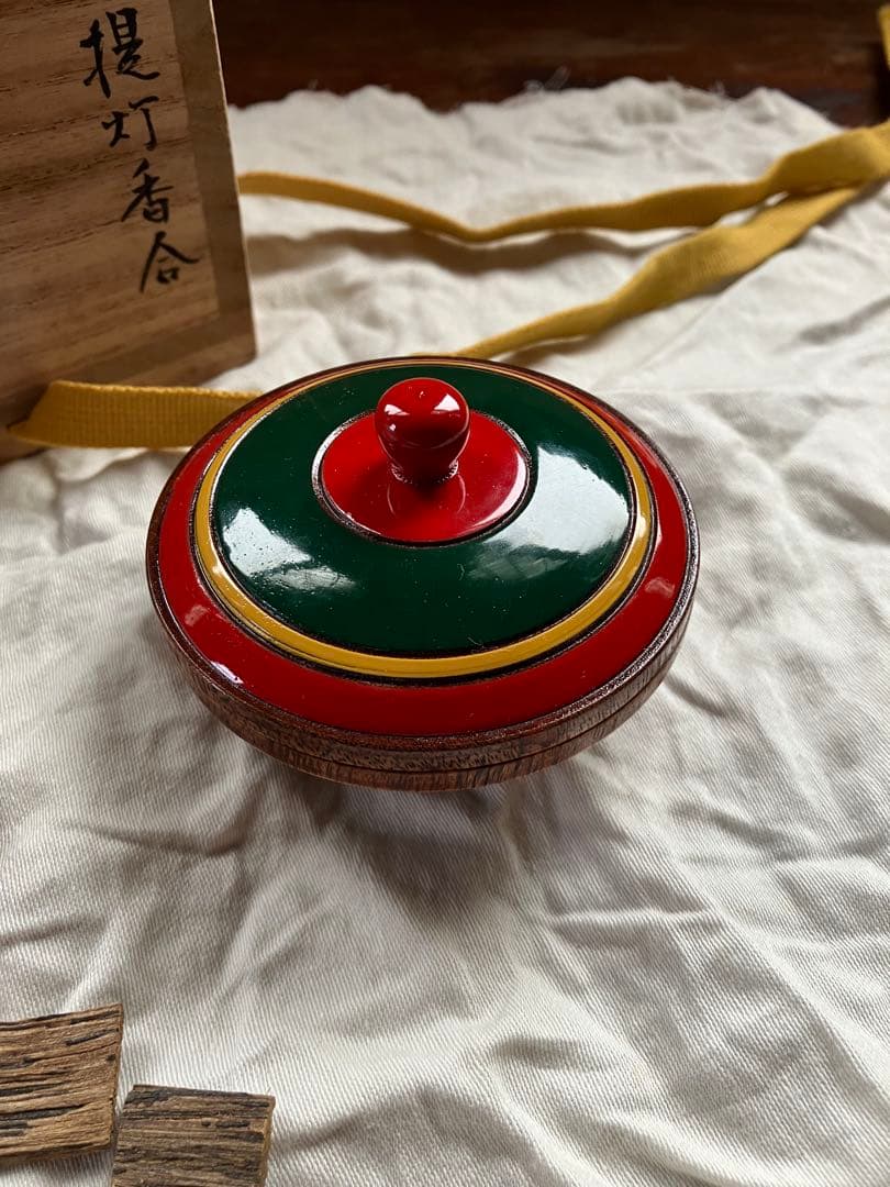 茶道具 提灯香合 塗師 中村宗哲 木製漆器 旧家蔵出し 時代物 木箱 共箱付き