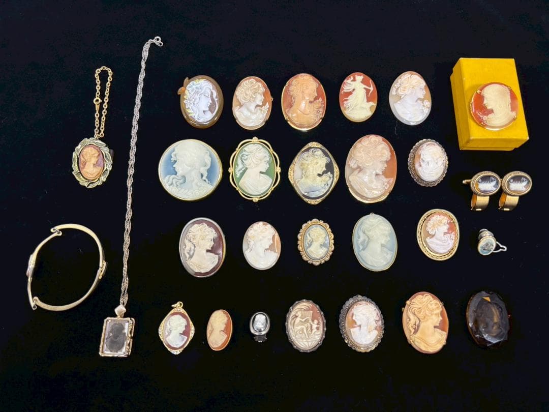 10-27-3 カメオ まとめ セット シェル メノウ ブローチ ネックレス