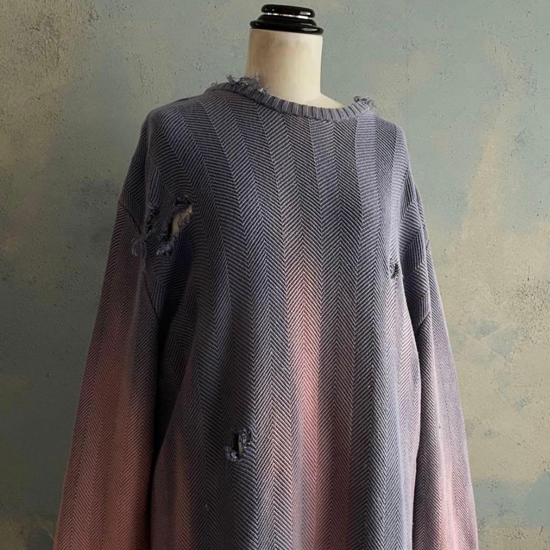 90's “chaps “ゆるダボ”フェード“broken boro knit