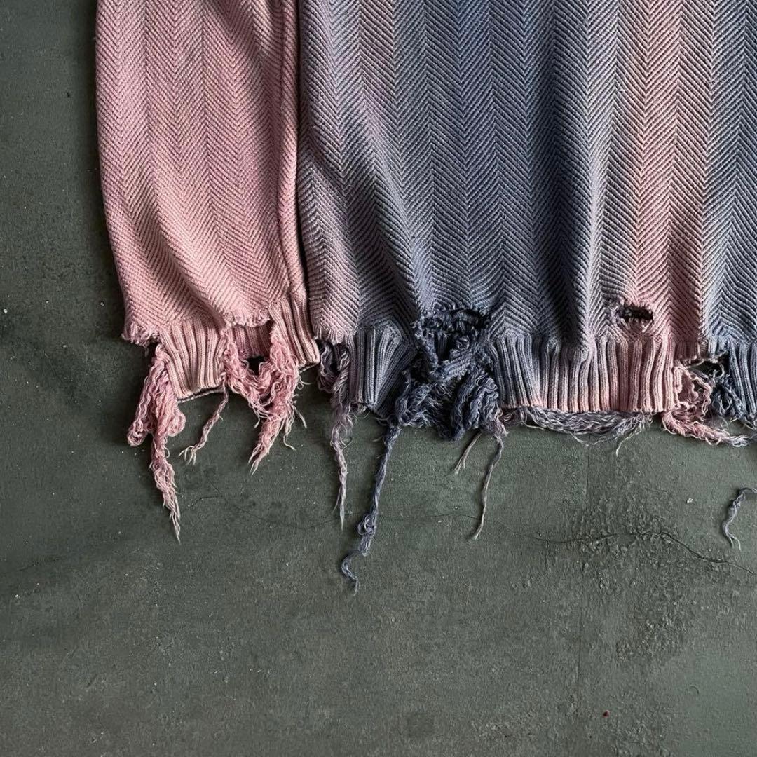 90's “chaps “ゆるダボ”フェード“broken boro knit