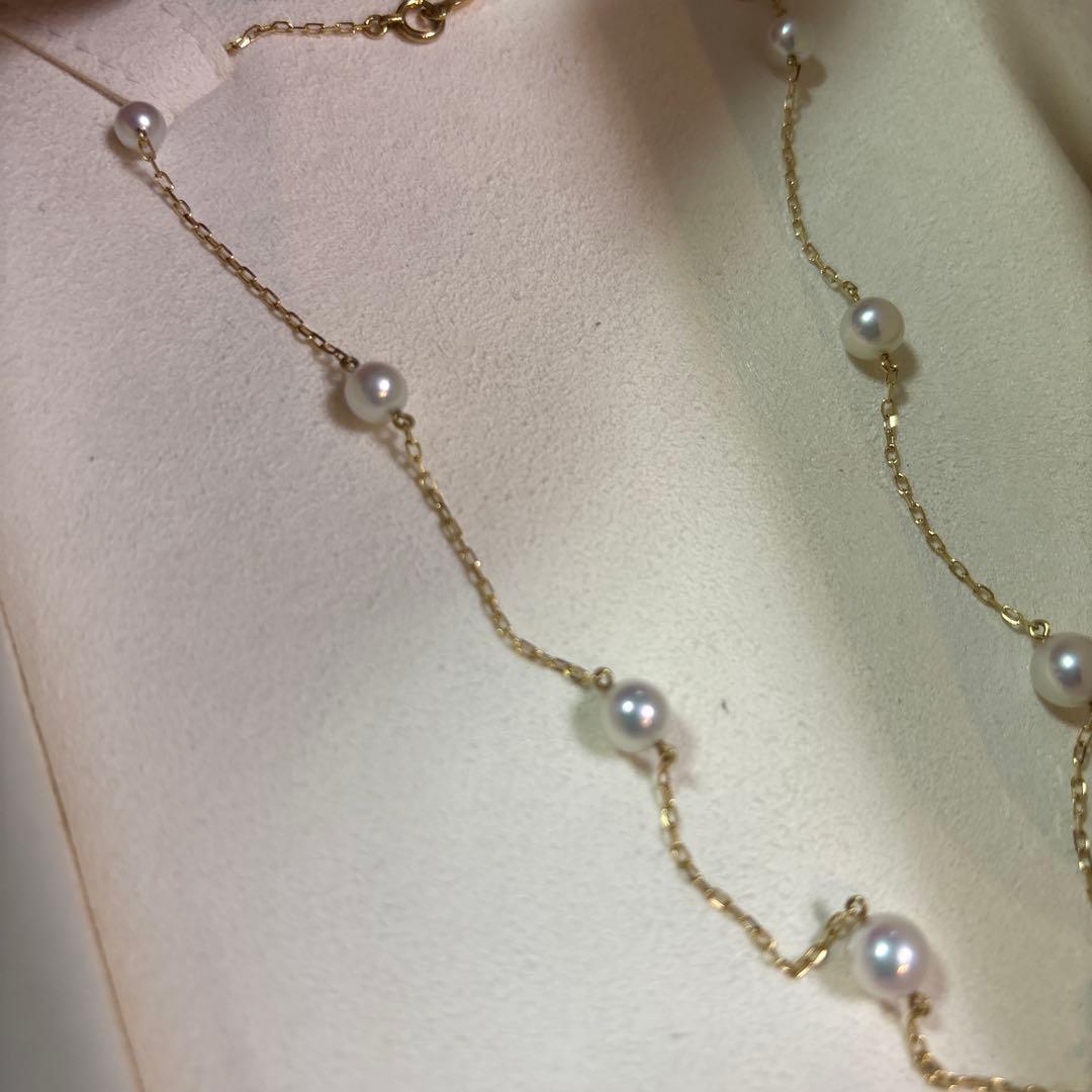週末お値下げMIKIMOTO ステーションネックレスイエローゴールドk18 9粒