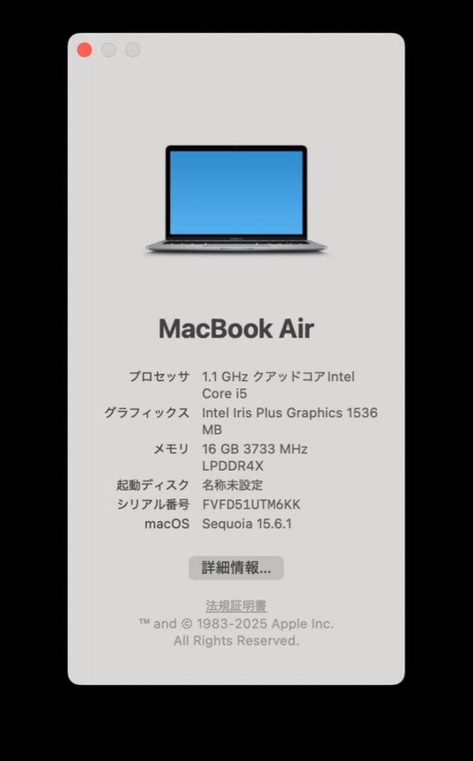 MacBook本体 MacBook Air 2020 A2179 Core i5-16/ 500GB