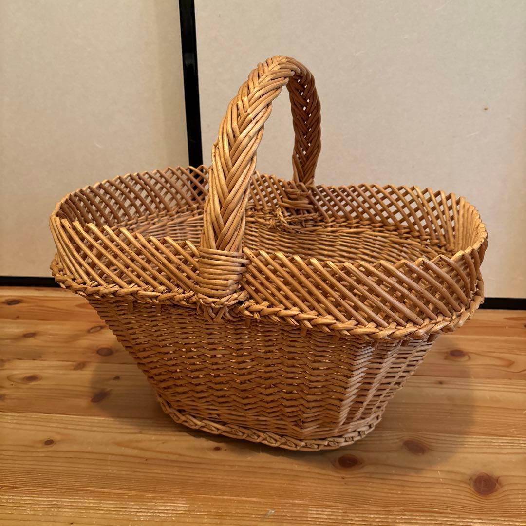 キャトル・セゾン　フランス柳バスケット　パニエ １本手付クロスＳ