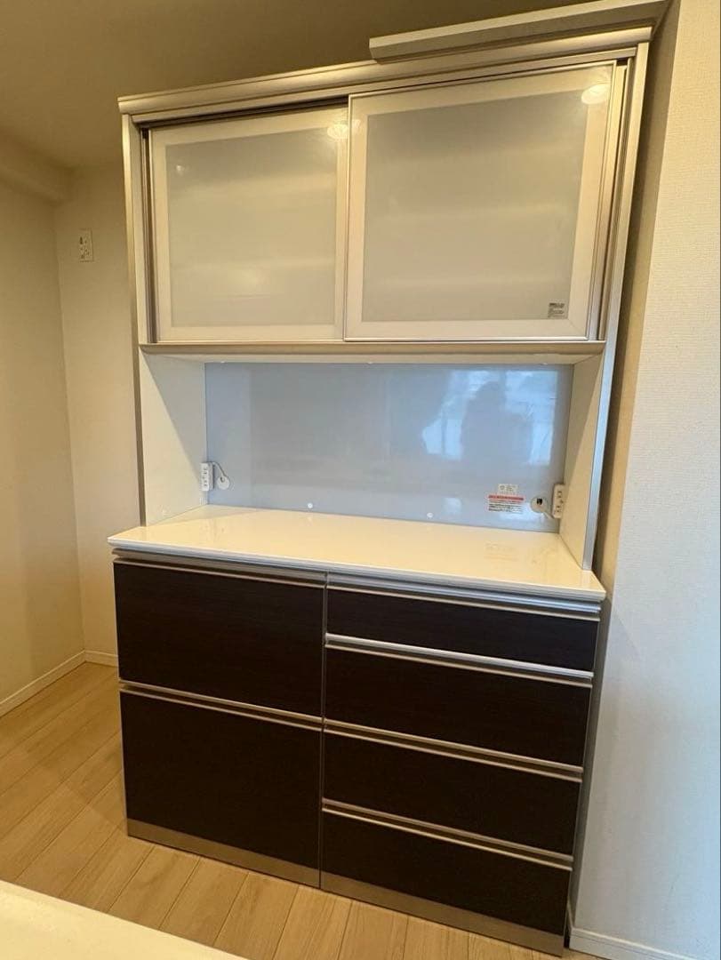 【綾野製作所】キッチンキャビネット ダークブラウン