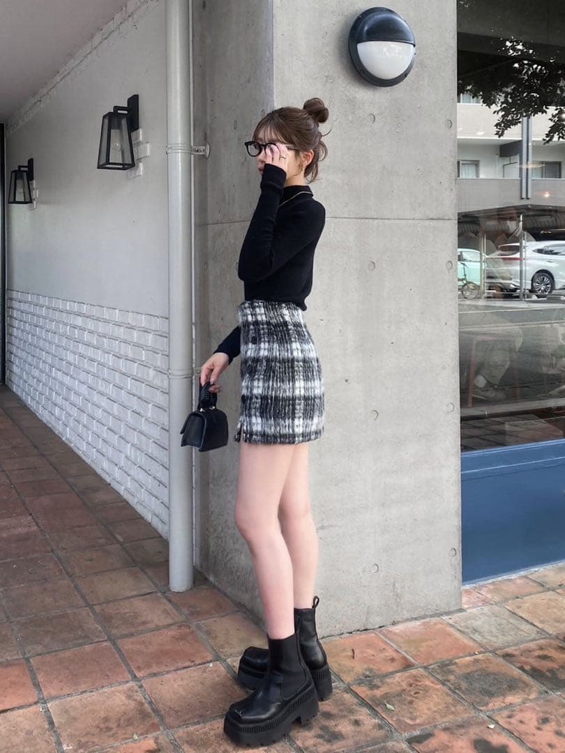 【完売】ディアンテ DIANTE スリットデザイン シャギー ミニスカート S