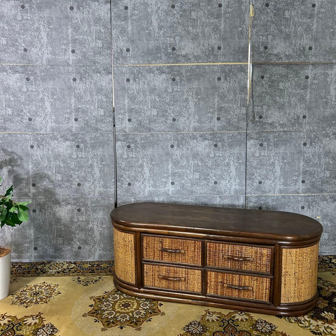 さや꧁昭和レトロ家具꧂ラタンローチェスト 籐 収納 たんす タンス