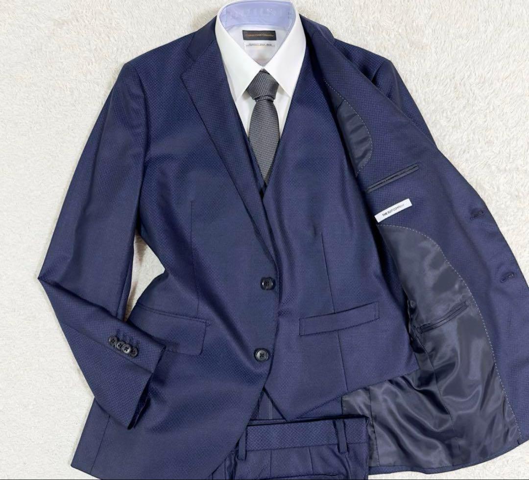 スーツカンパニー スリーピース セットアップスーツ リバーシブル 紺 M